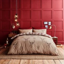 Catherine Lansfield Stag Natural Duvet Cover And Pillowcase Set -Command Shop 1000135069 alt02