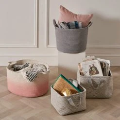 Dunelm Cotton Rope Grey Storage Basket -Command Shop 1000147167 alt02
