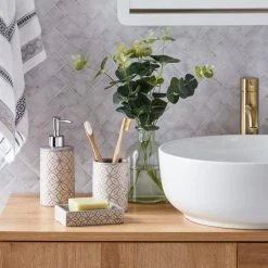 Dunelm Geo Tile Grey Ceramic Tumbler -Command Shop 1000160191 alt02