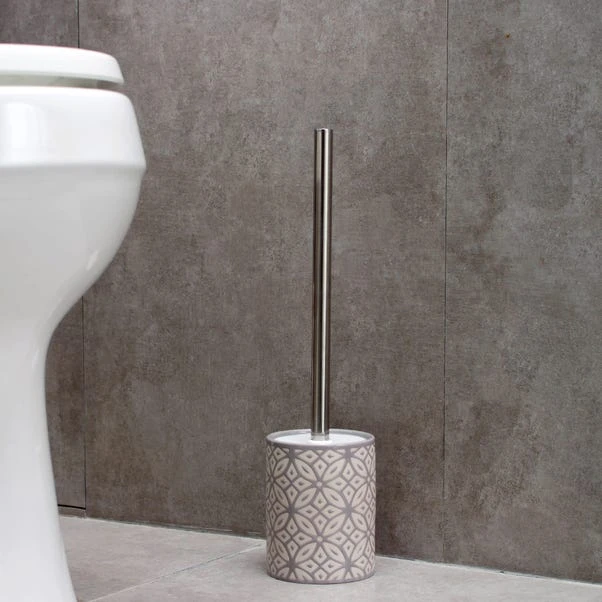 Dunelm Geo Tile Grey Ceramic Toilet Brush 4 Dunelm Geo Tile Grey Ceramic Toilet Brush - Image 2