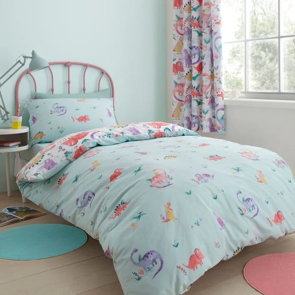 Dunelm Dinosaur Pink Reversible Duvet Cover And Pillowcase Set 4 Dunelm Dinosaur Pink Reversible Duvet Cover And Pillowcase Set - Image 2