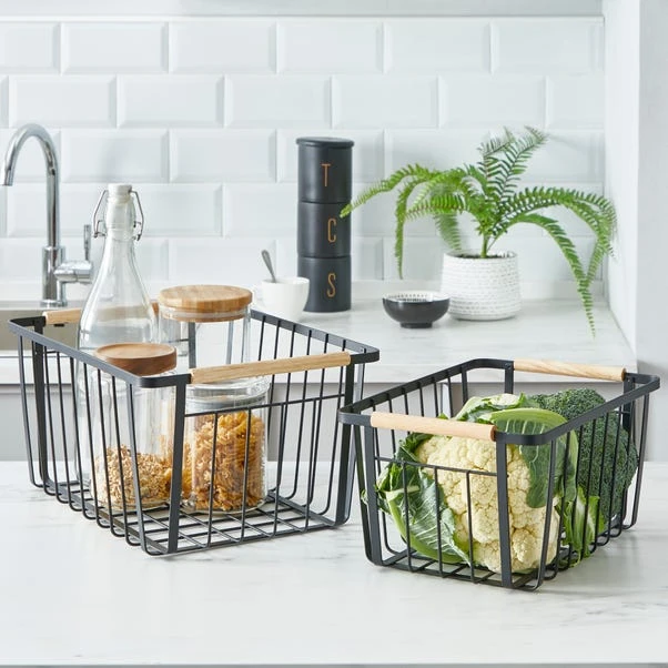 Dunelm Large Black Food Storage Basket 4 Dunelm Large Black Food Storage Basket - Image 2