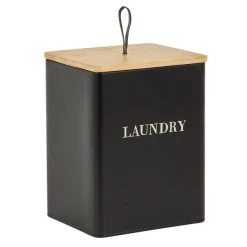 Dunelm Matt Black Wooden Laundry Caddy -Command Shop 1000165288 alt01