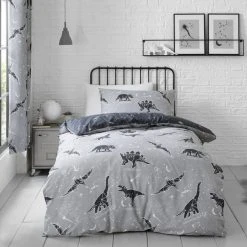 Dunelm Black Space Dinosaur Fitted Sheet -Command Shop 1000167403 alt02