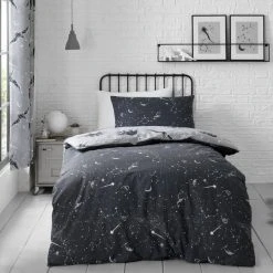 Dunelm Black Space Dinosaur Fitted Sheet -Command Shop 1000167403 alt04