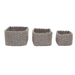 Dunelm Set Of 3 Paper Rope Grey Storage Baskets -Command Shop 1000182508 alt02