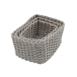 Dunelm Set Of 3 Paper Rope Grey Storage Baskets -Command Shop 1000182508 alt03