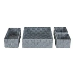 Dunelm Set Of 4 Grey Nylon Drawer Organisers -Command Shop 1000182512 alt01