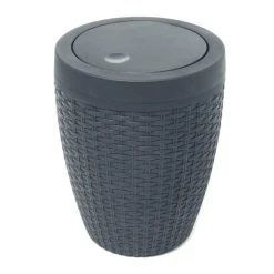Addis Rattan Charcoal Bathroom Bin