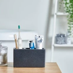 Dunelm Grey Resin Electric Toothbrush Holder
