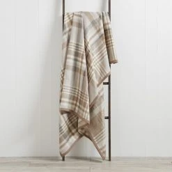 Dunelm Thermosoft Plaid Check Natural Throw