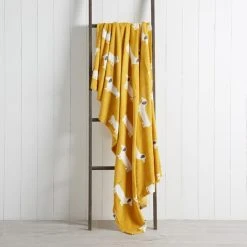 Dunelm Sausage Dog Yellow 130cm X 170cm Throw