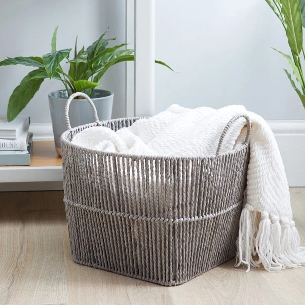 Dunelm Large Grey Woven Storage Basket 3 Dunelm Large Grey Woven Storage Basket