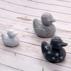 Dunelm Set Of 3 Geo Grey Ceramic Ducks