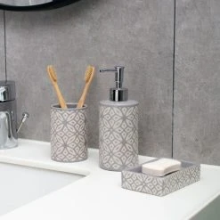 Dunelm Geo Tile Grey Ceramic Lotion Dispenser 7 Dunelm Geo Tile Grey Ceramic Lotion Dispenser -Command Shop 30670532 alt01