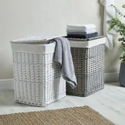Command Shop 6 Dunelm Versailles White Square Laundry Basket