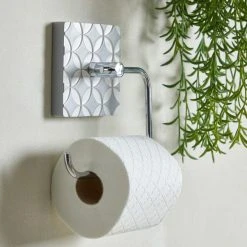 Dunelm Geo Tile Grey Toilet Roll Holder