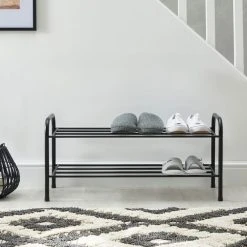 Dunelm Black Metal 2 Tier Shoe Rack