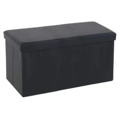 Dunelm Foldable Ottoman Faux Leather Black