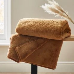 Dunelm Aspen Camel Throw