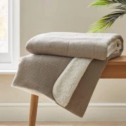 Dunelm Waffle Sherpa Grey Throw