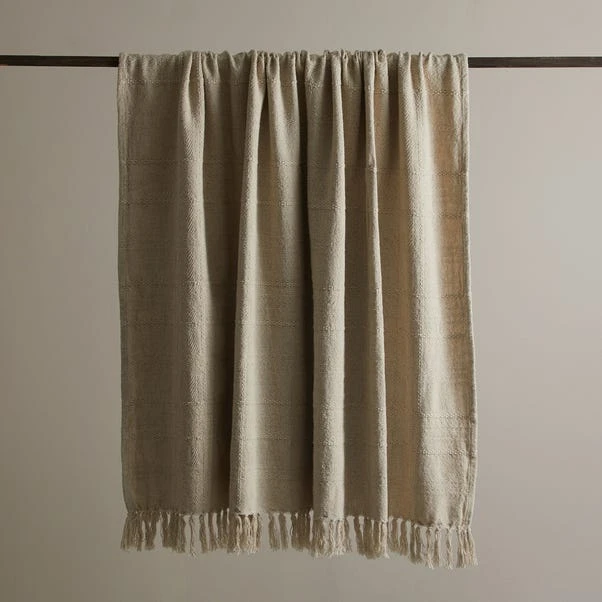 Dunelm Natural Cotton Check Throw 4 Dunelm Natural Cotton Check Throw - Image 2