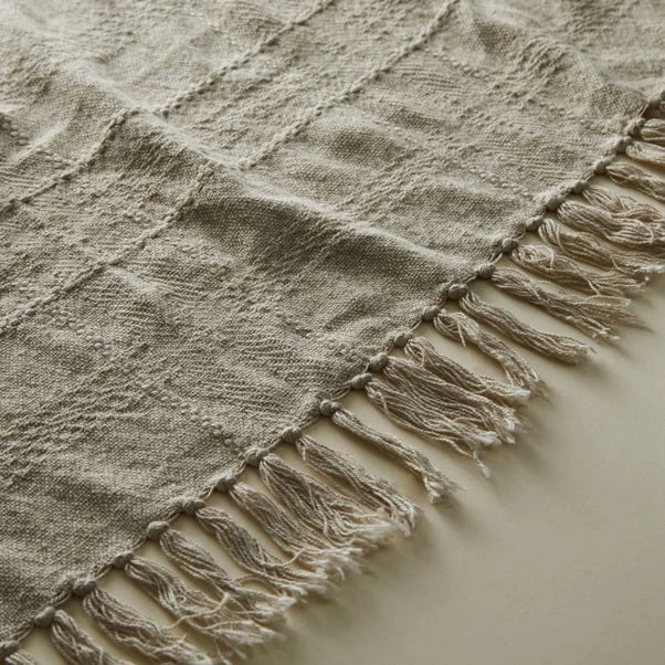 Dunelm Natural Cotton Check Throw 5 Dunelm Natural Cotton Check Throw - Image 3