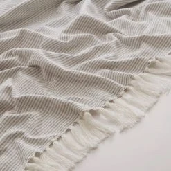 Dunelm Russell Grey Stripe Throw -Command Shop 30727116 alt02