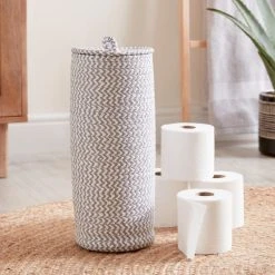 Dunelm Paper Grey Woven Toilet Roll Storage