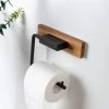 Dunelm Fulton Wood Black Toilet Roll Holder -Command Shop 30748007