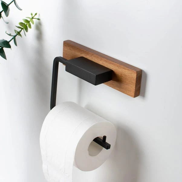 Dunelm Fulton Wood Black Toilet Roll Holder 3 Dunelm Fulton Wood Black Toilet Roll Holder