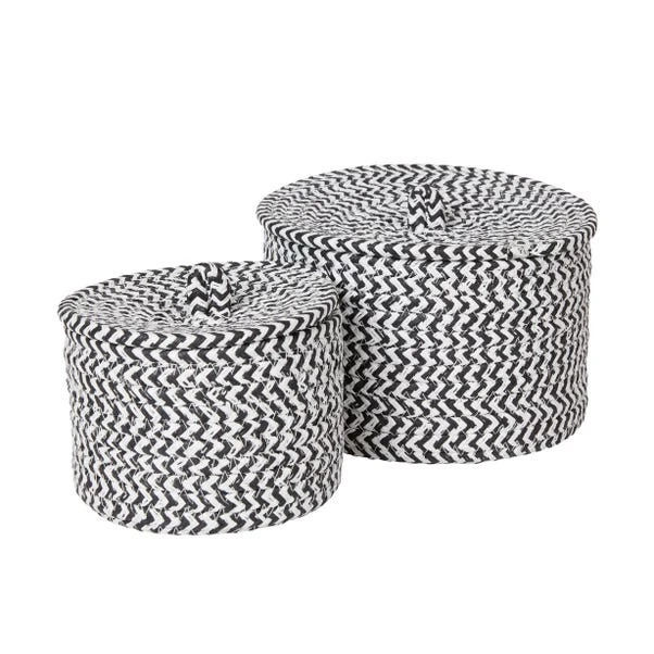 Dunelm Set Of 2 Paper Black Woven Storage Baskets 4 Dunelm Set Of 2 Paper Black Woven Storage Baskets - Image 2