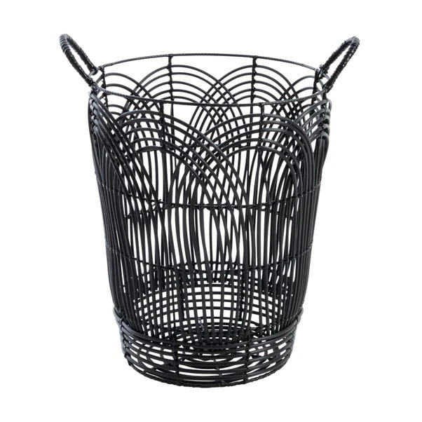 Dunelm Plastic Black Tall Rattan Basket 4 Dunelm Plastic Black Tall Rattan Basket - Image 2