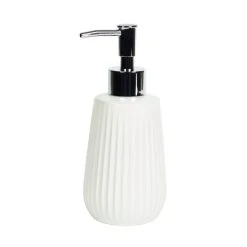 Dunelm Ceramic Ribbed White Lotion Dispenser -Command Shop 30764983 alt01