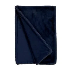 Dunelm Silky Soft Faux Fur Throw Navy -Command Shop 30766321 alt02