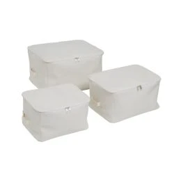 Dunelm Set Of 3 Fabric Storage Bags Cream -Command Shop 30769833 alt02