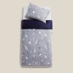 Dunelm Stars Navy Glow In The Dark Fleece Duvet Cover And Pillowcase Set -Command Shop 30770087 alt03