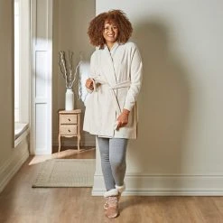 Dunelm Supersoft Lightweight Natural Dressing Gown -Command Shop 30770893 alt02