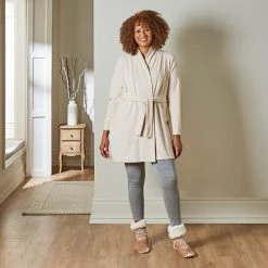 Dunelm Supersoft Lightweight Natural Dressing Gown -Command Shop 30770893 alt03