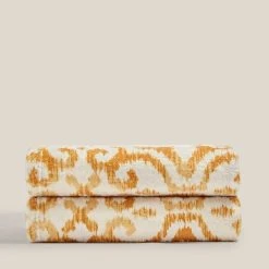 Dunelm Printed Fleece Sitara 130x160cm Throw Old Gold -Command Shop 30771204 alt03