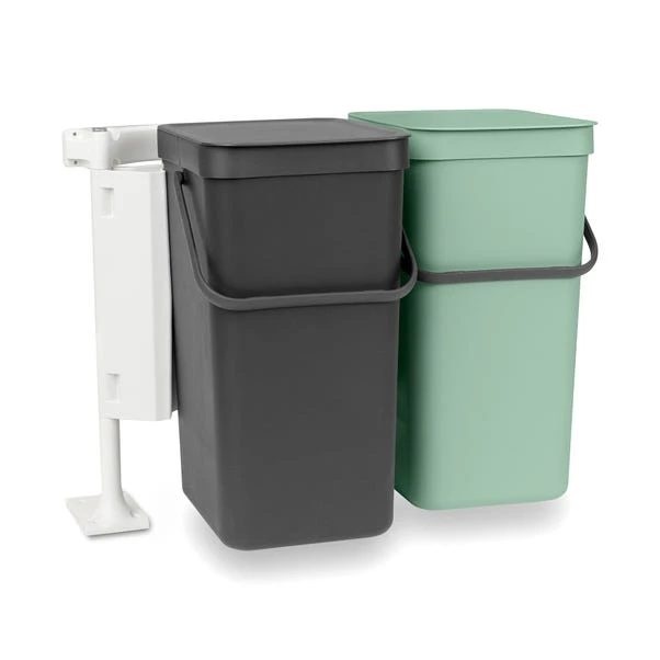 Brabantia Sort And Go Built In Bin 2 X 16L Jade Green Grey 3 Brabantia Sort And Go Built In Bin 2 X 16L Jade Green Grey