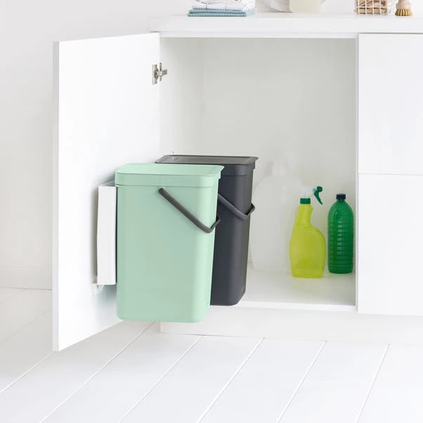 Brabantia Sort And Go Built In Bin 2 X 16L Jade Green Grey 4 Brabantia Sort And Go Built In Bin 2 X 16L Jade Green Grey - Image 2
