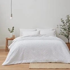 Dunelm Edison Embossed Textured White Bedspread