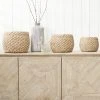 Pacific Lifestyle Set Of 3 Plaited Natural Seagrass & Palm 2-Toned Round Baskets -Command Shop 30803515